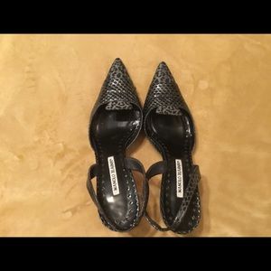 Women’s Manolo Blahnik Black Leather Shoes Sz 40.5